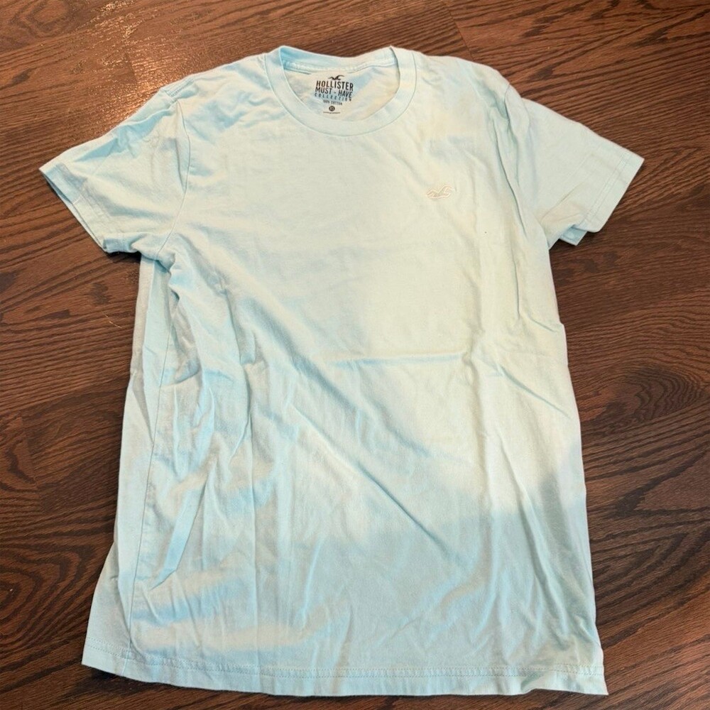Hollister T-Shirt Unisex Adults XS Light Blue Crewneck Short Sleeve Logo